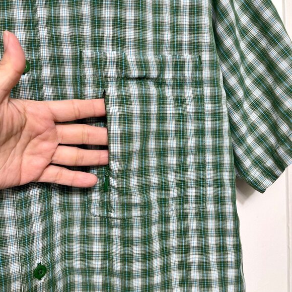 The North Face Mens Green Plaid Short Sleeve Button-Up Shirt W/ Chest Pocket XL - Picture 5 of 11